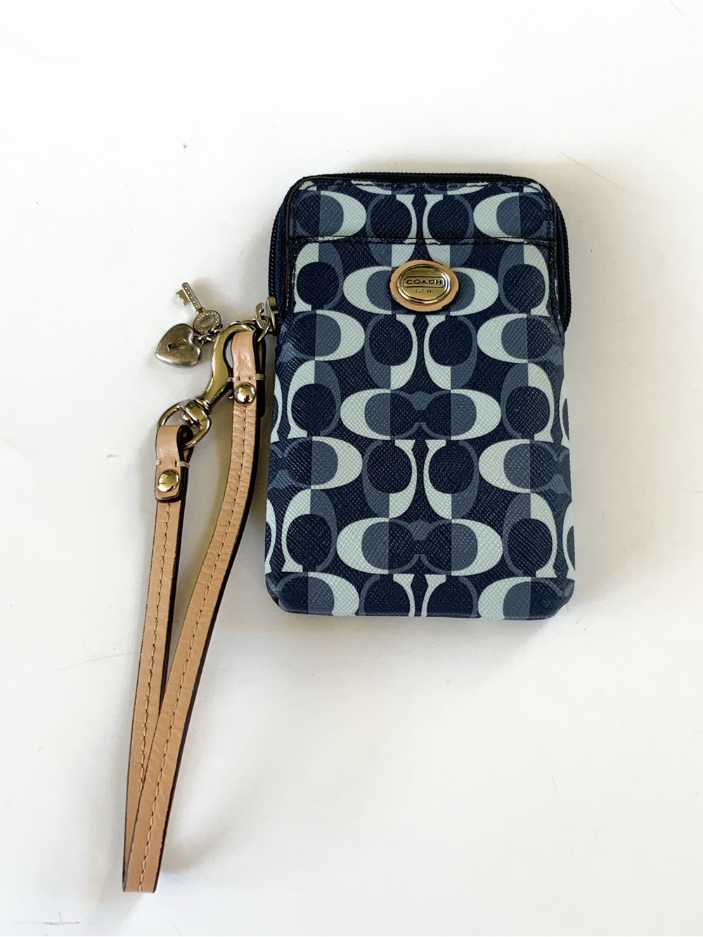 Coach Blue Monogram Wristlet Wallet
